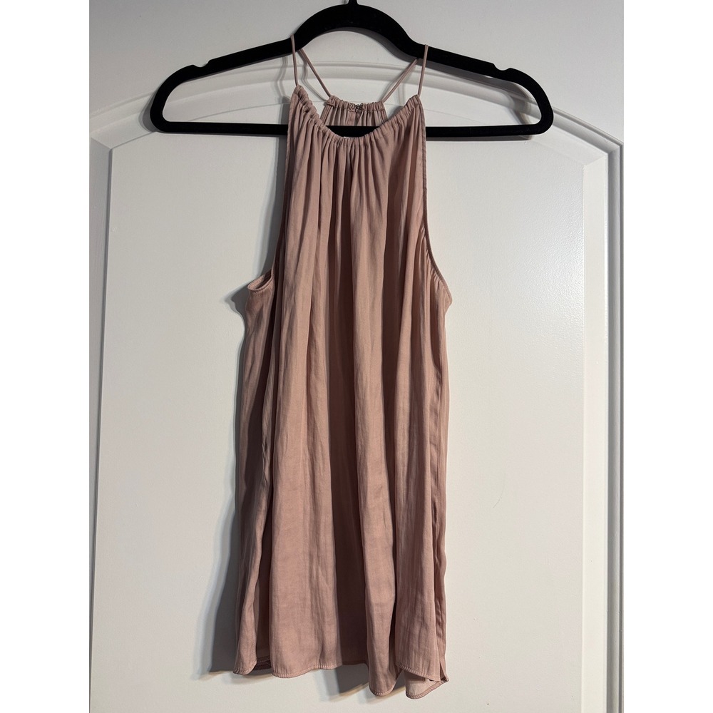 Loft Outlet Halter Top Medium Petite Pink High Neck Flowy Blouse Coquette Chic